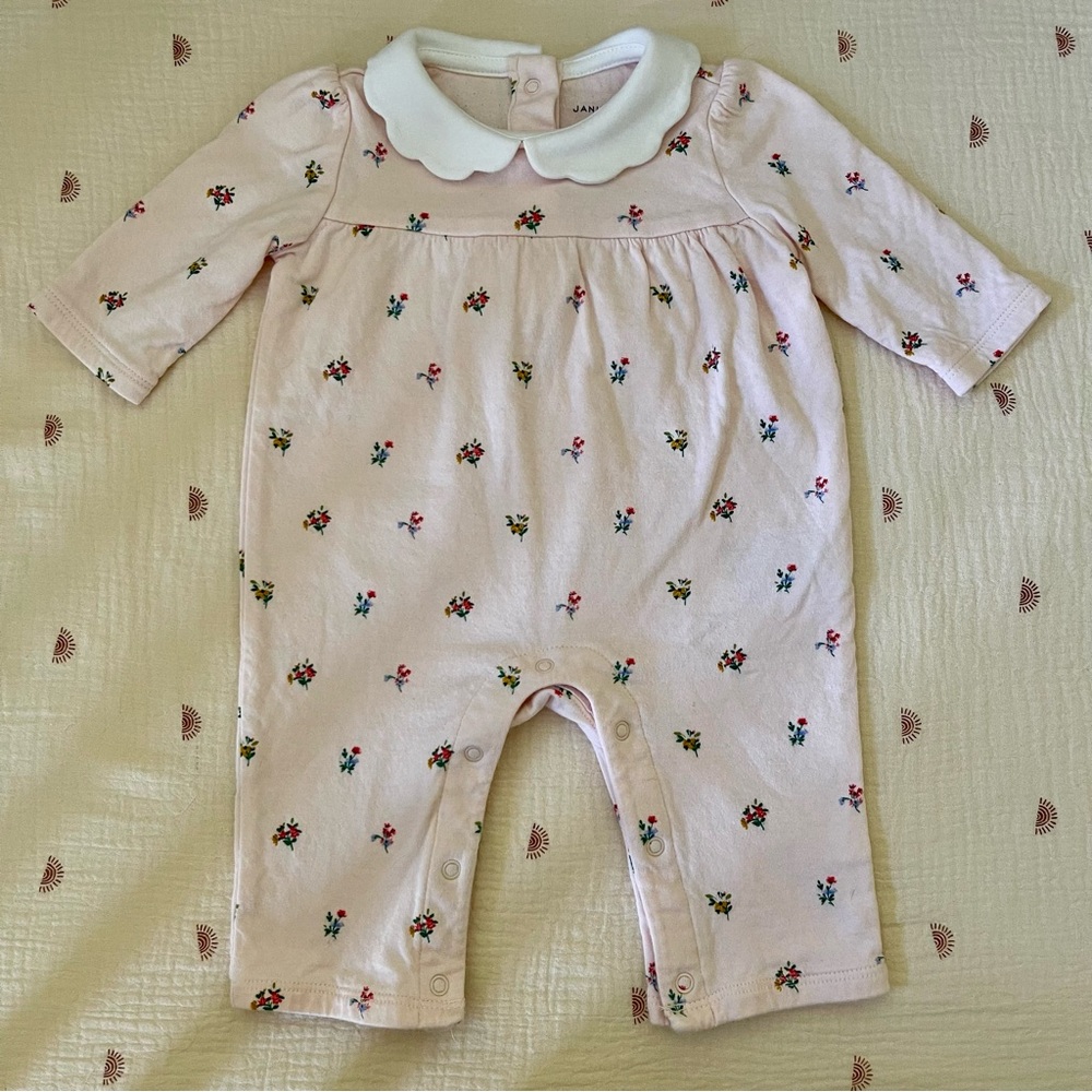 Janie and Jack 0-3 Months Collared Pink One-Piece Floral Play Suit Baby Newborn